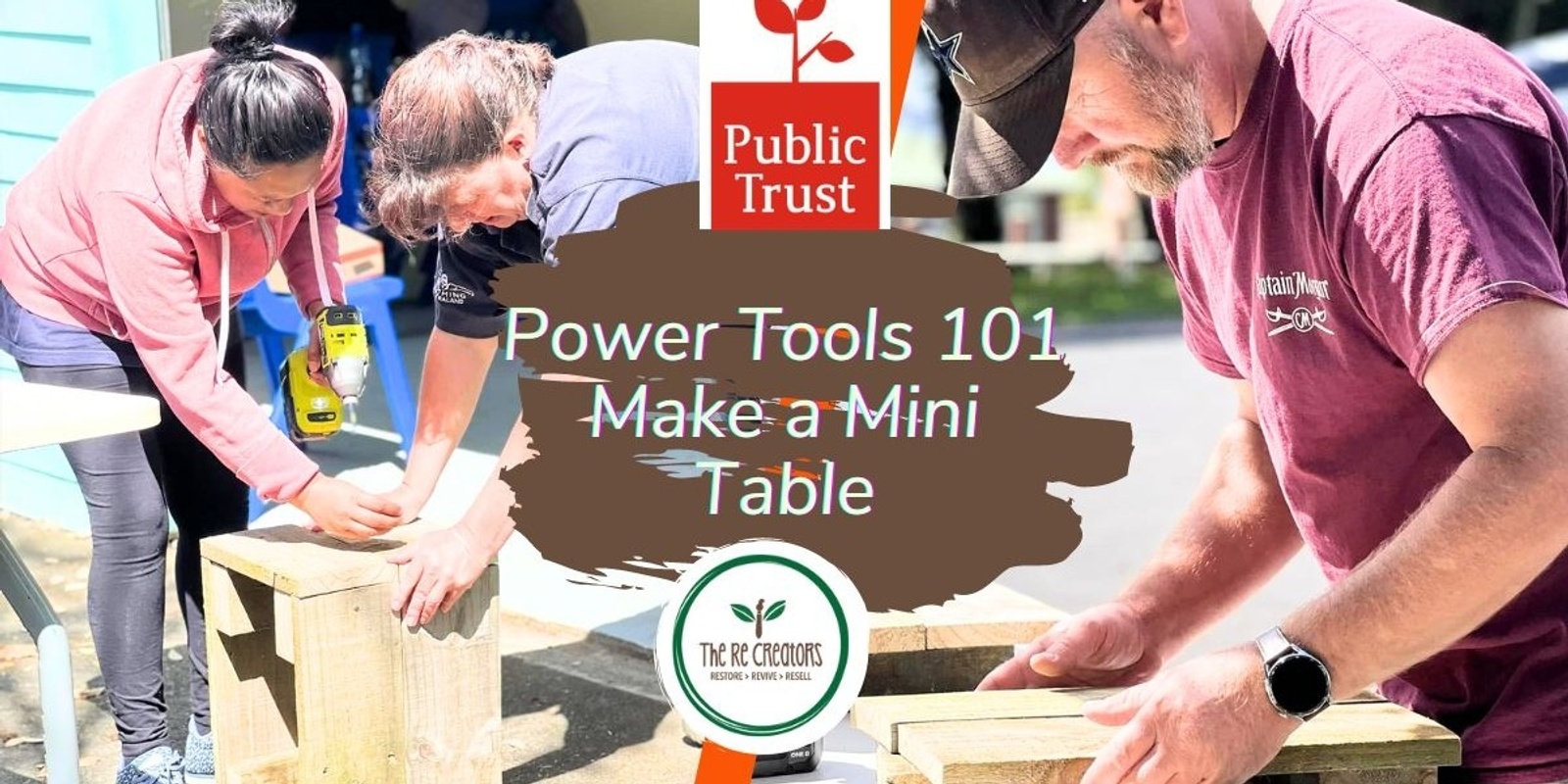 Banner image for Power Tools 101: Make a Mini Table, Go Eco, Friday 14 June 6.00pm- 9.00 pm