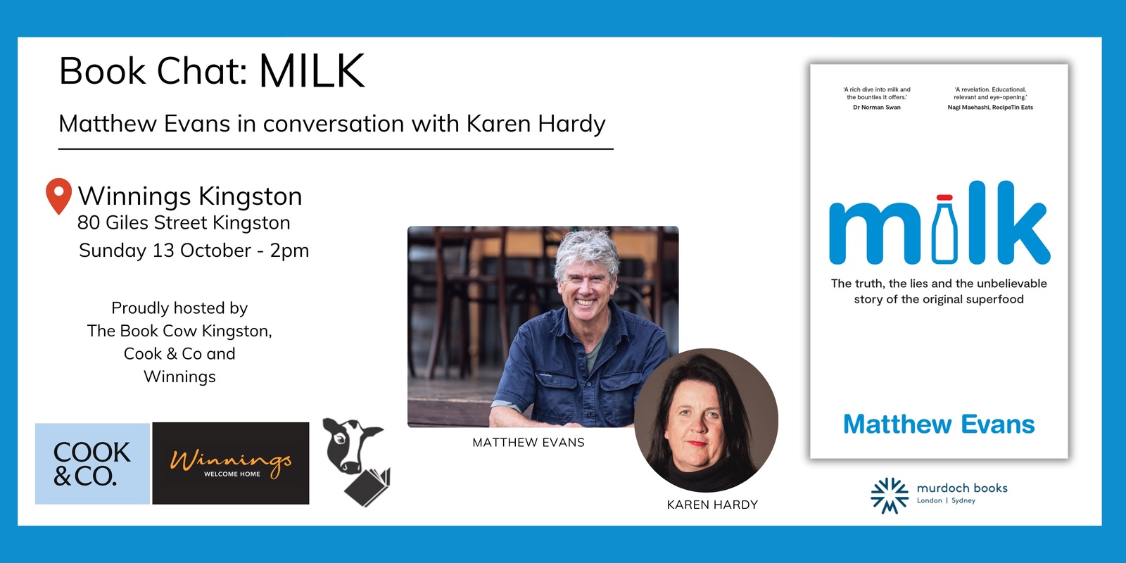 Banner image for Book Chat Event: Milk by Matthew Evans in conversation with Karen Hardy