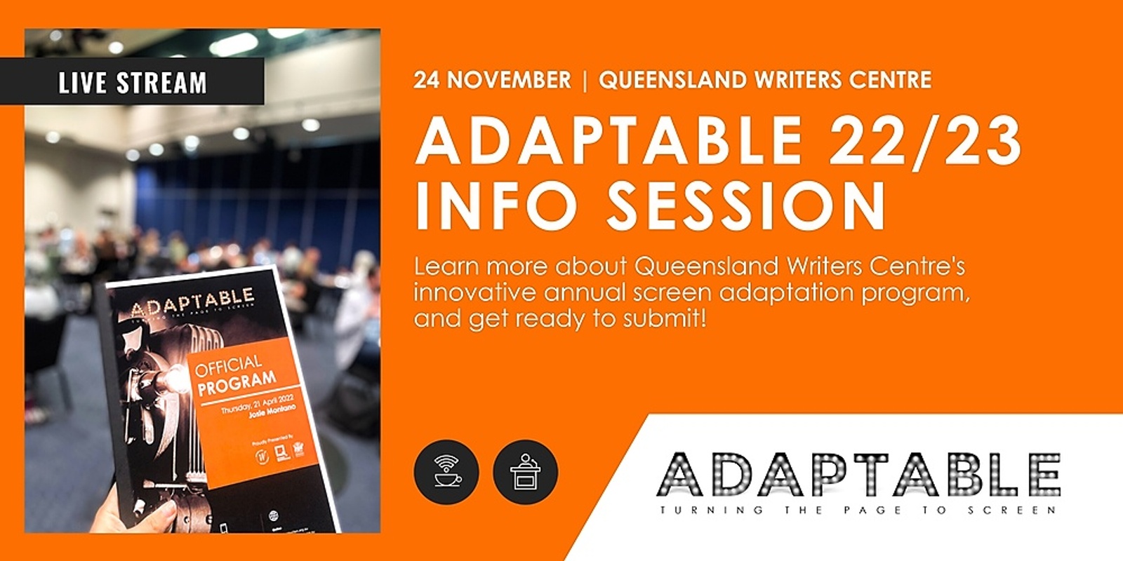 Banner image for Adaptable 2022/23: Turning The Page To Screen - Online Info Session