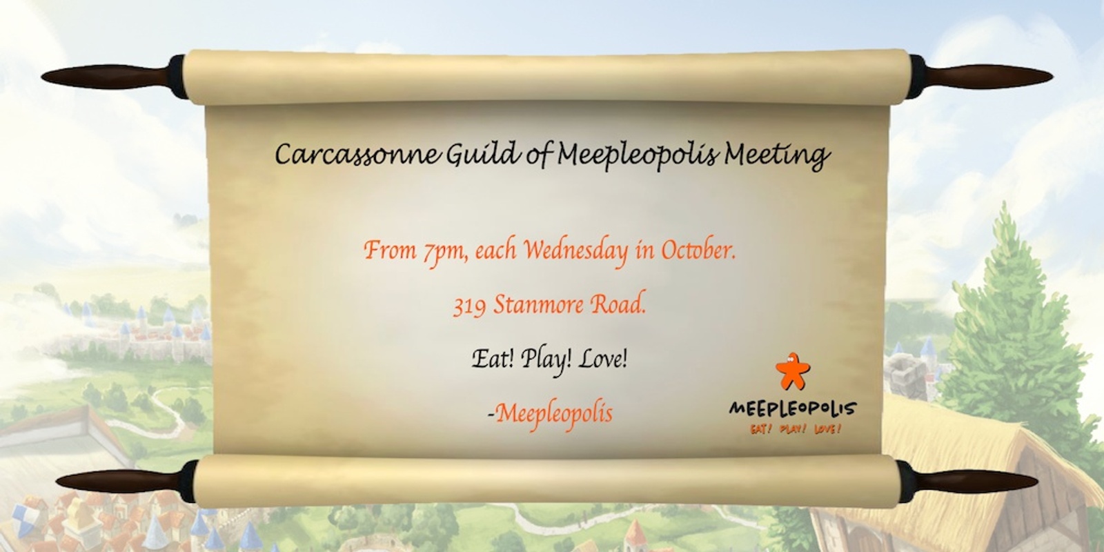 Banner image for Inter-Cafe Competition - Carcassonne Guild of Meepleopolis meeting