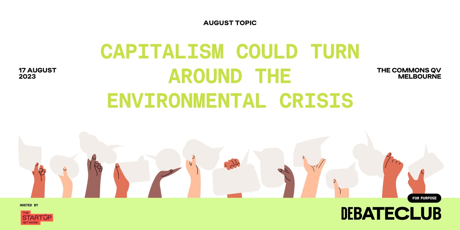 Banner image for Capitalism Could Turn Around the Environmental Crisis I Debate Club for Purpose |Melbourne