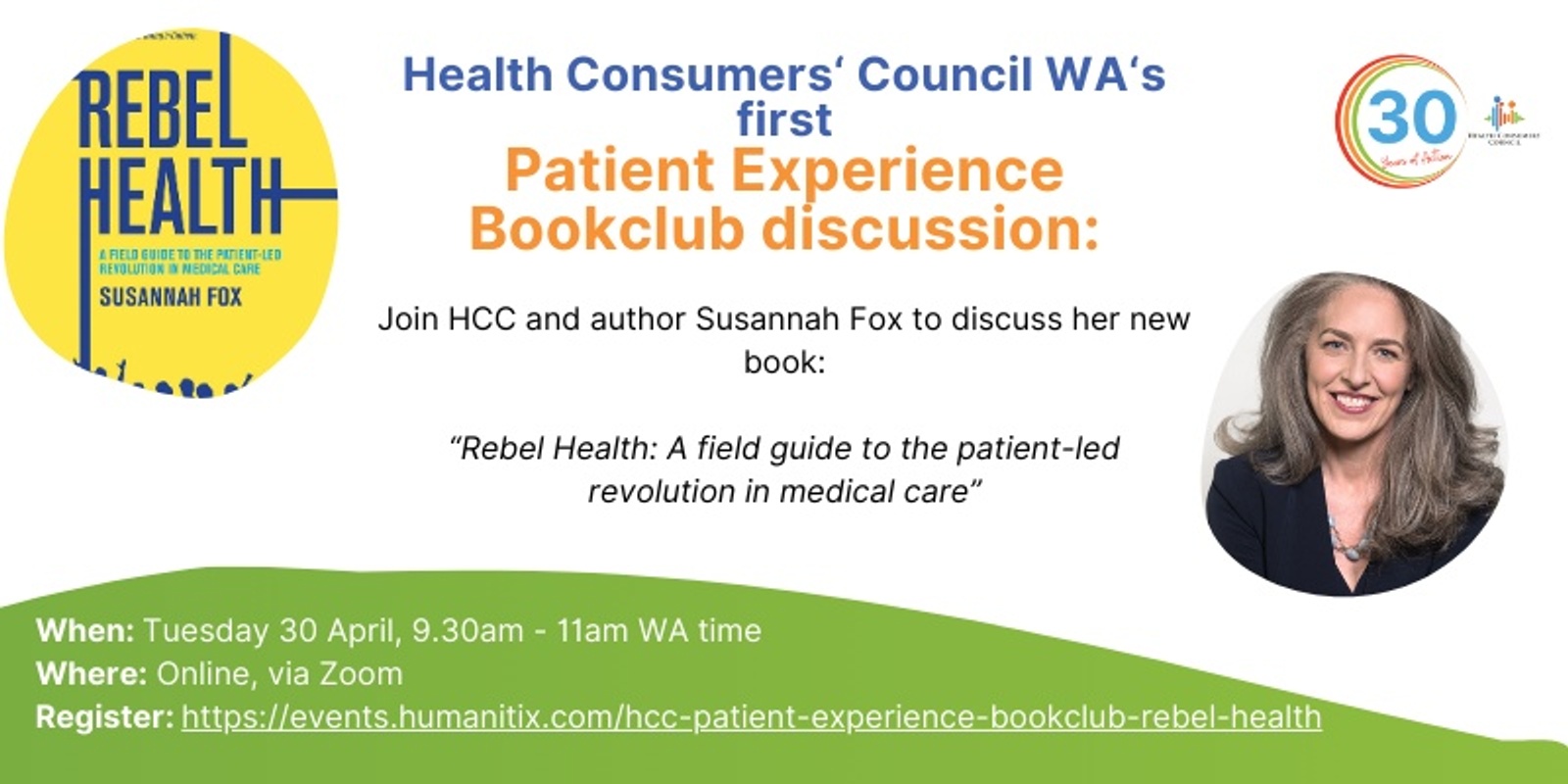 Banner image for HCC Patient Experience Bookclub - Rebel Health