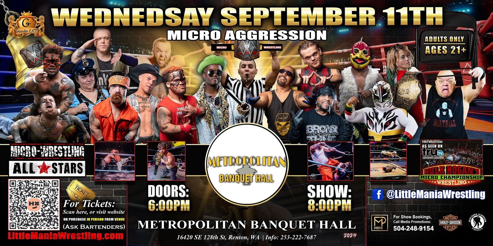 Banner image for Renton, WA - Micro-Wresting All * Stars: Little Mania Mangles the Metropolitan Banquet Hall!
