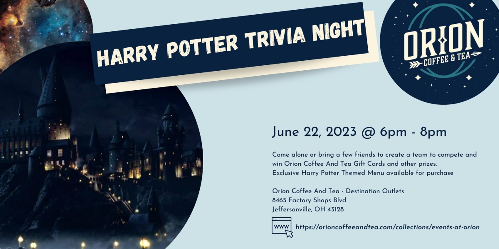 Banner image for Harry Potter Trivia at Orion Coffee And Tea - Destination Outlets