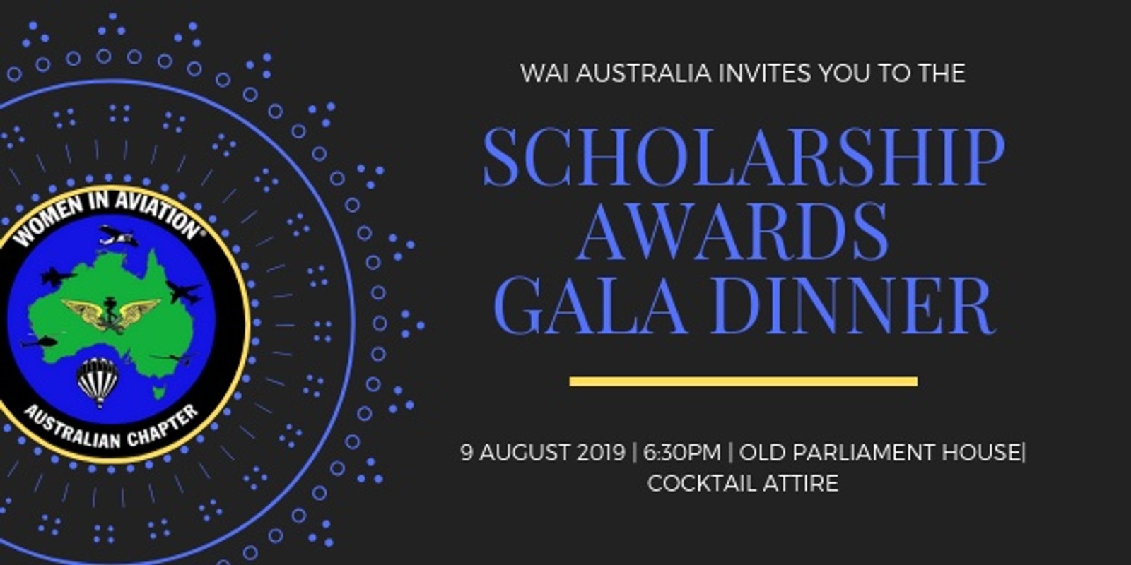 Banner image for WAI Australia Scholarship Awards Gala Dinner 2019