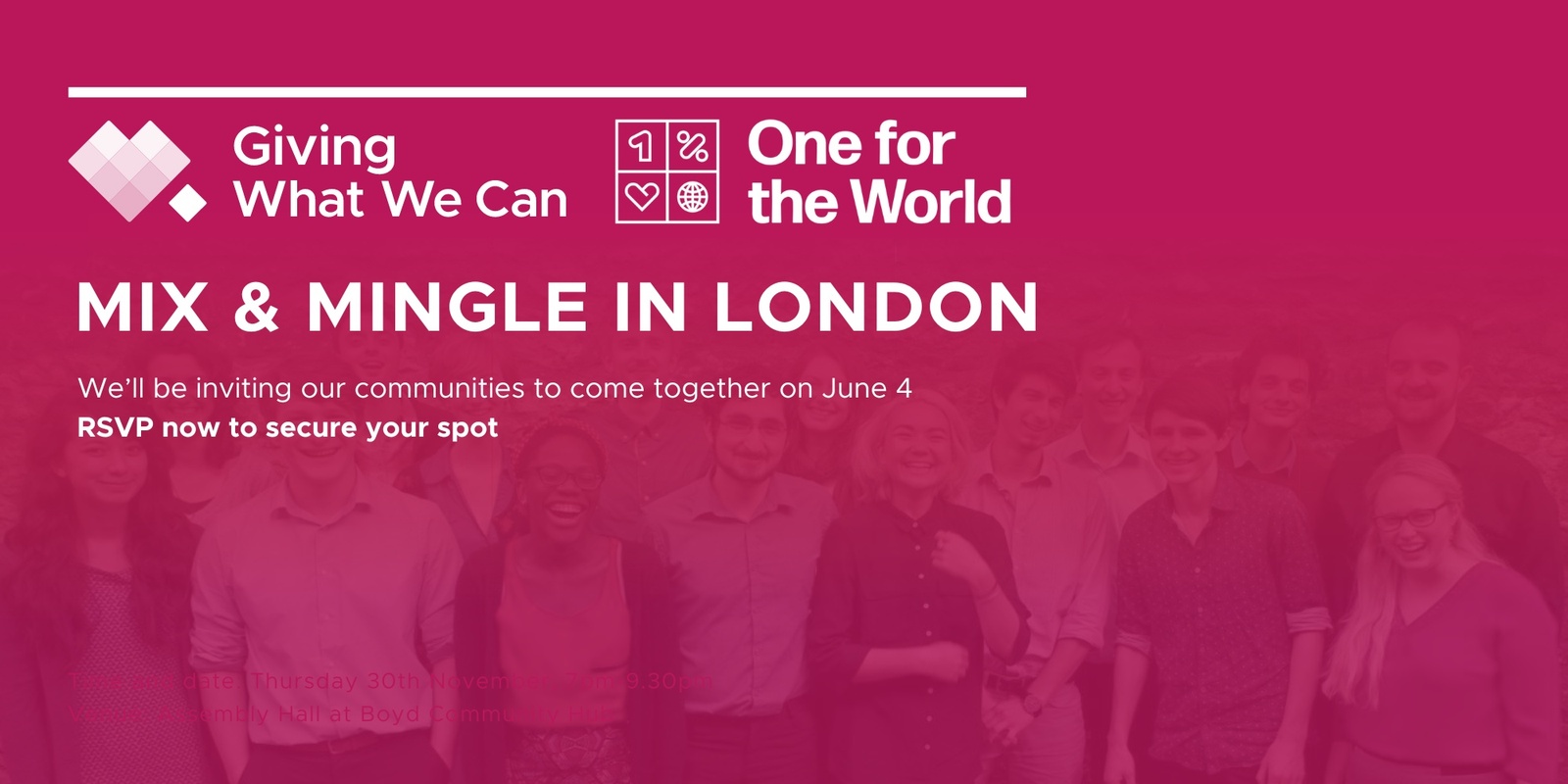 Banner image for Giving What We Can & One For The World: Mix & Mingle in London 
