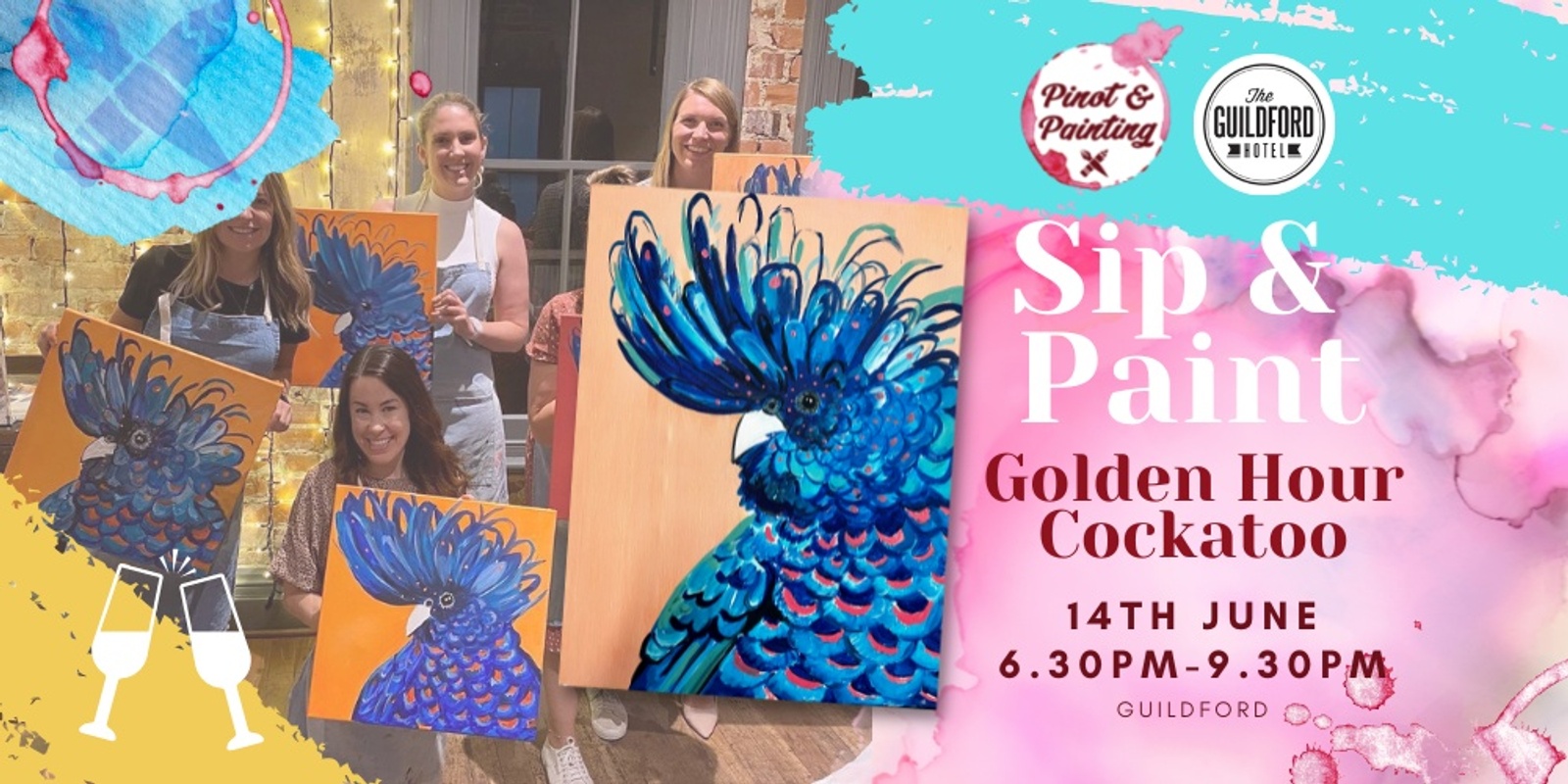 Banner image for Golden Hour Cockatoo - Sip & Paint @ The Guildford Hotel