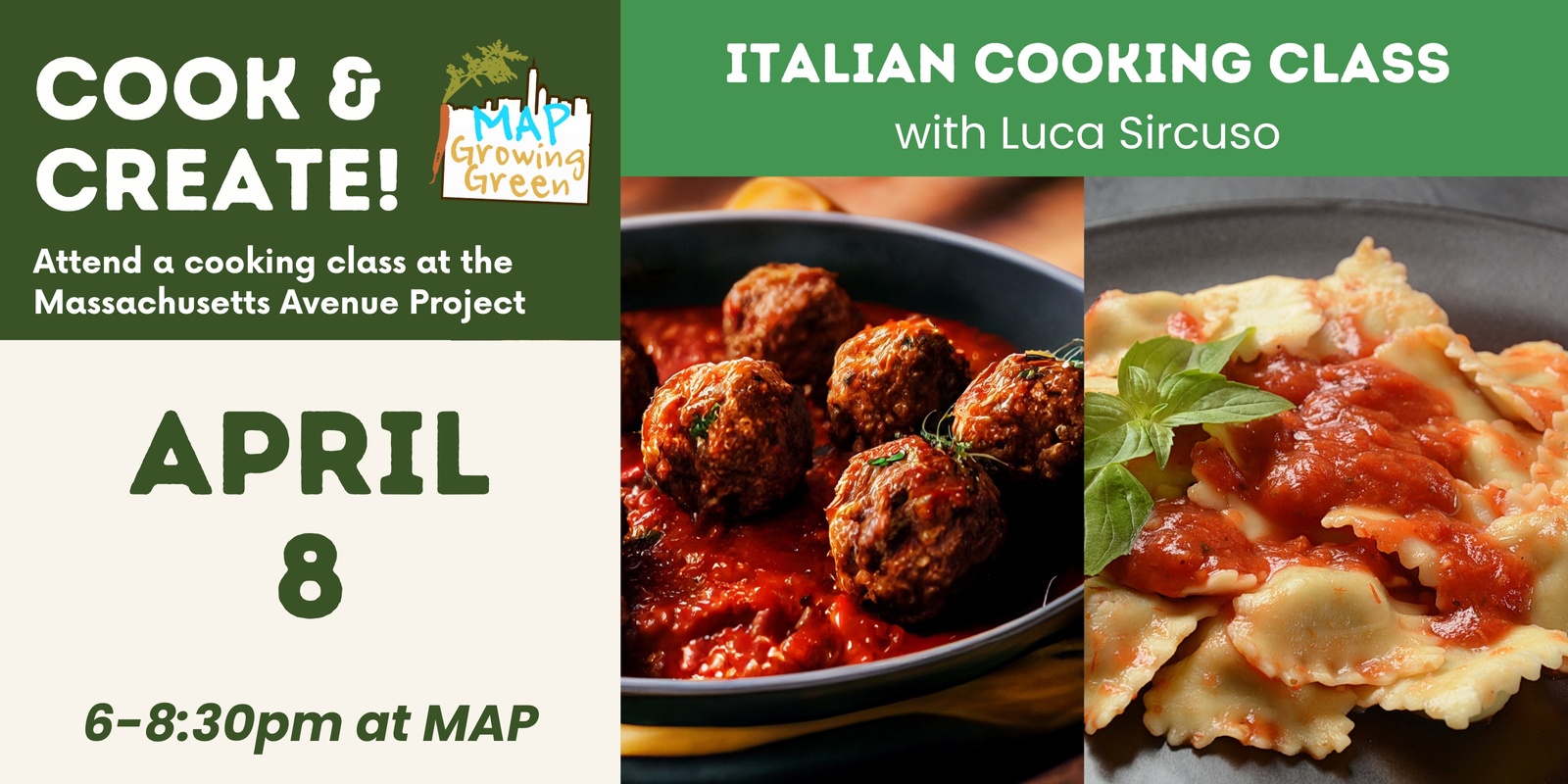 Banner image for Italian Cooking Class: Spinach/Ricotta Ravioli & Meatballs