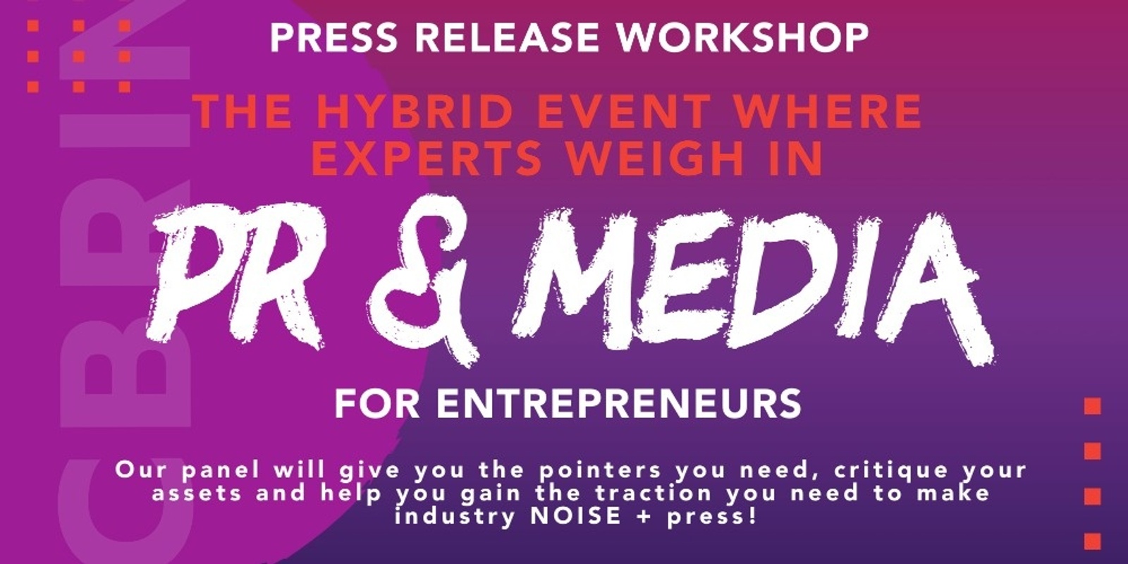 Banner image for Press Release Workshop for Entrepreneurs