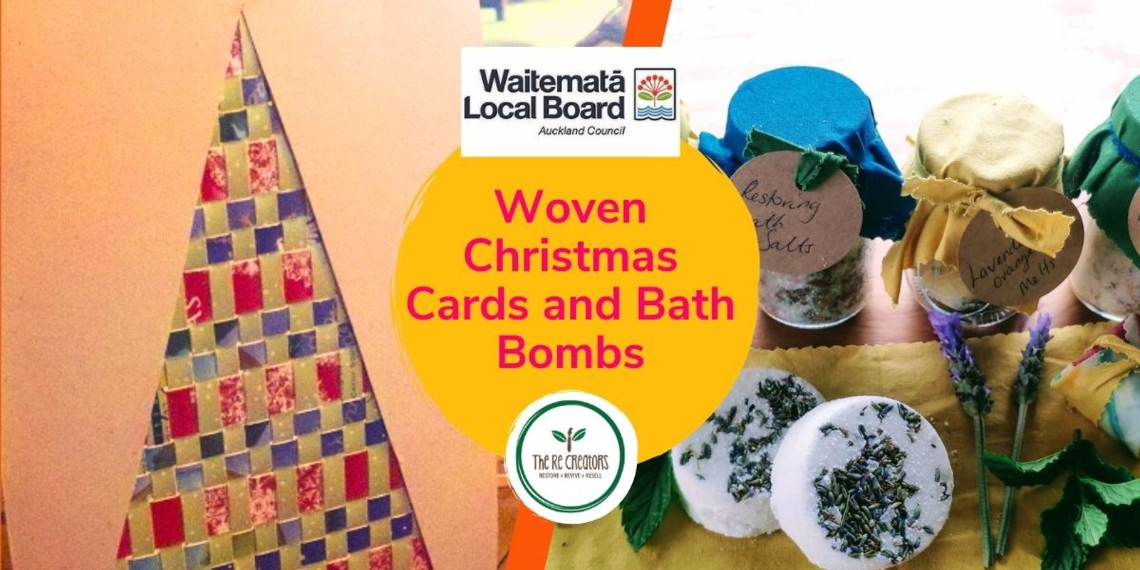 Banner image for Woven Christmas Cards and Bath/Foot Soak Bombs, Parnell Library, Friday 20th December, 10am - 12pm.