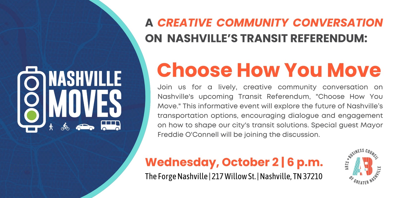 Banner image for A Creative Community Conversation on Nashville’s Transit Referendum: "Choose How You Move"