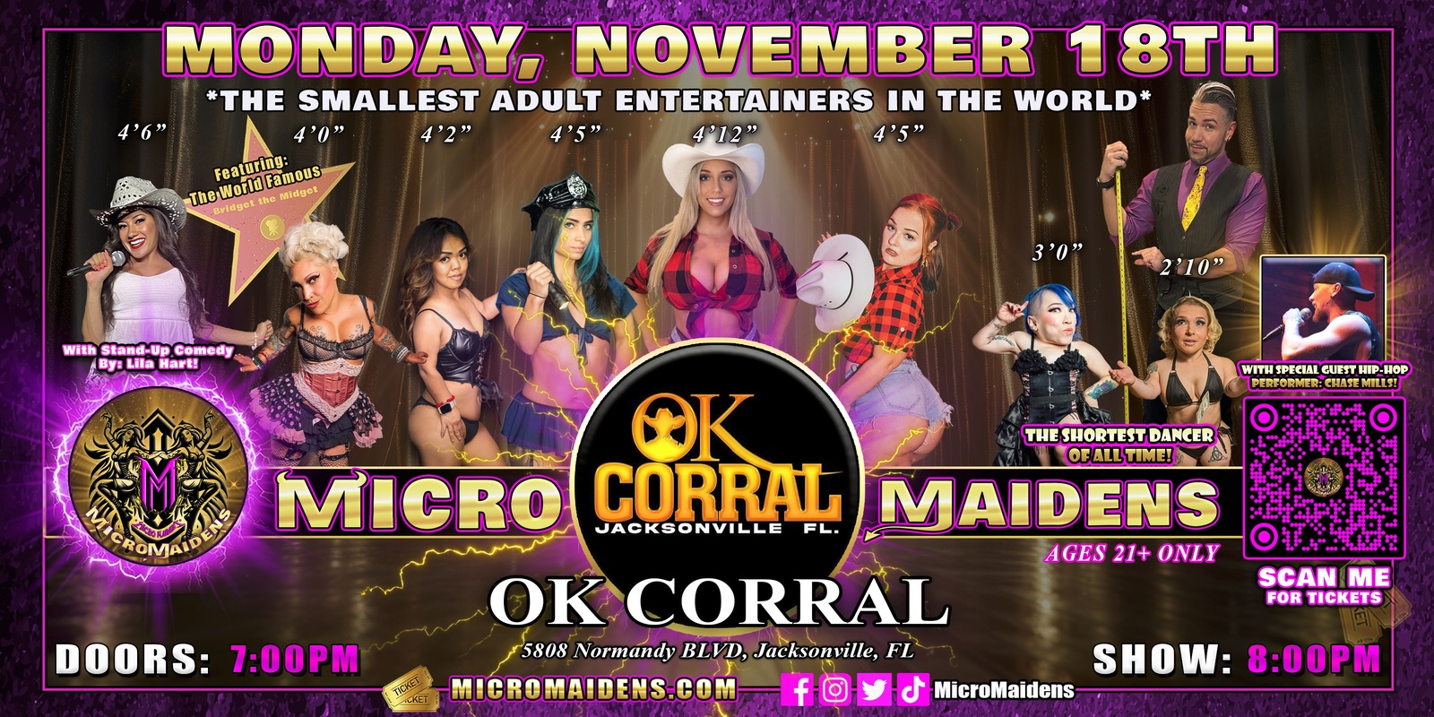 Banner image for Jacksonville, FL - Micro Maidens: Dwarf Dancers @ OK Corral! "The Only Micro Revue in the World!"