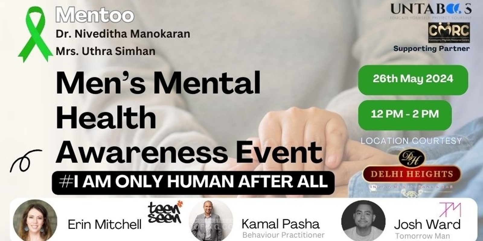 Banner image for Men's Mental Health Awareness Event - I AM ONLY HUMAN AFTER ALL 