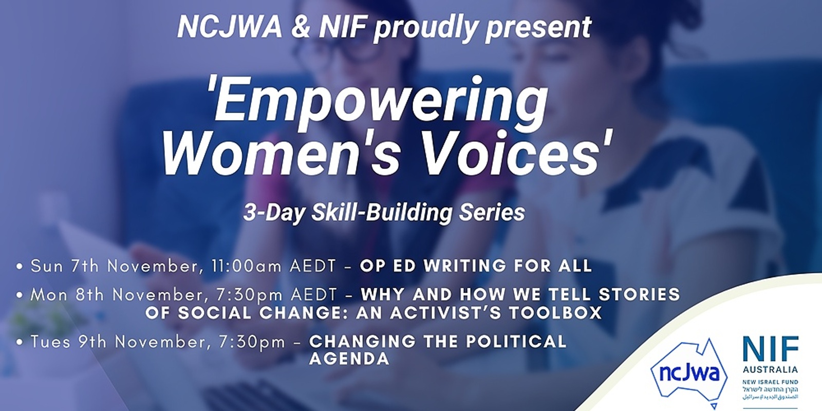 Banner image for NCJWA & NIF Skill-Building Series - 'Empowering Women's Voices'