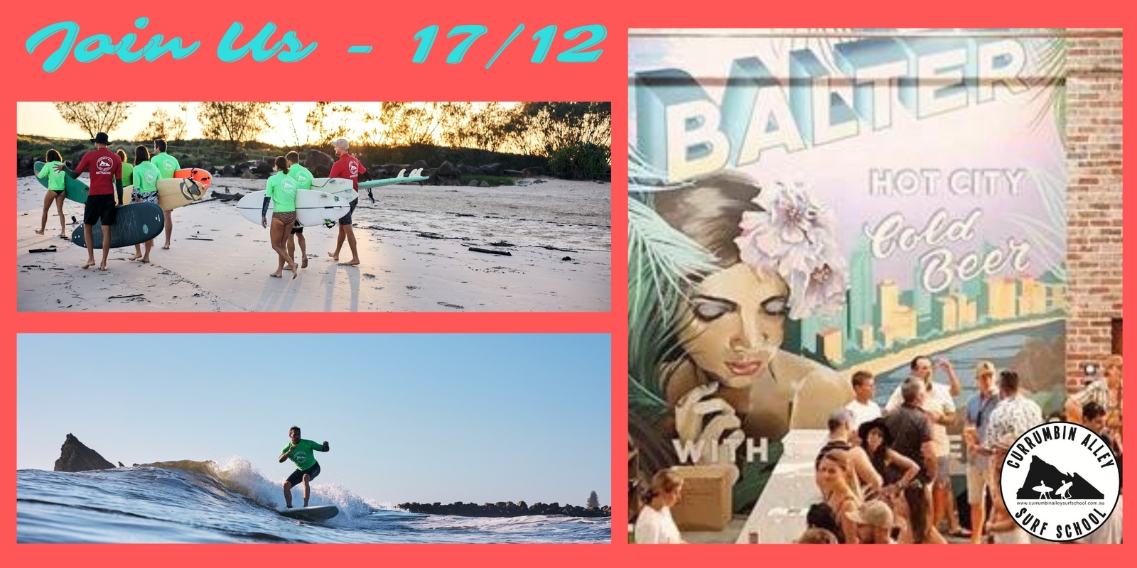 Banner image for Currumbin Alley Surf School Christmas Beers @ Balter - 17th December @ 3PM