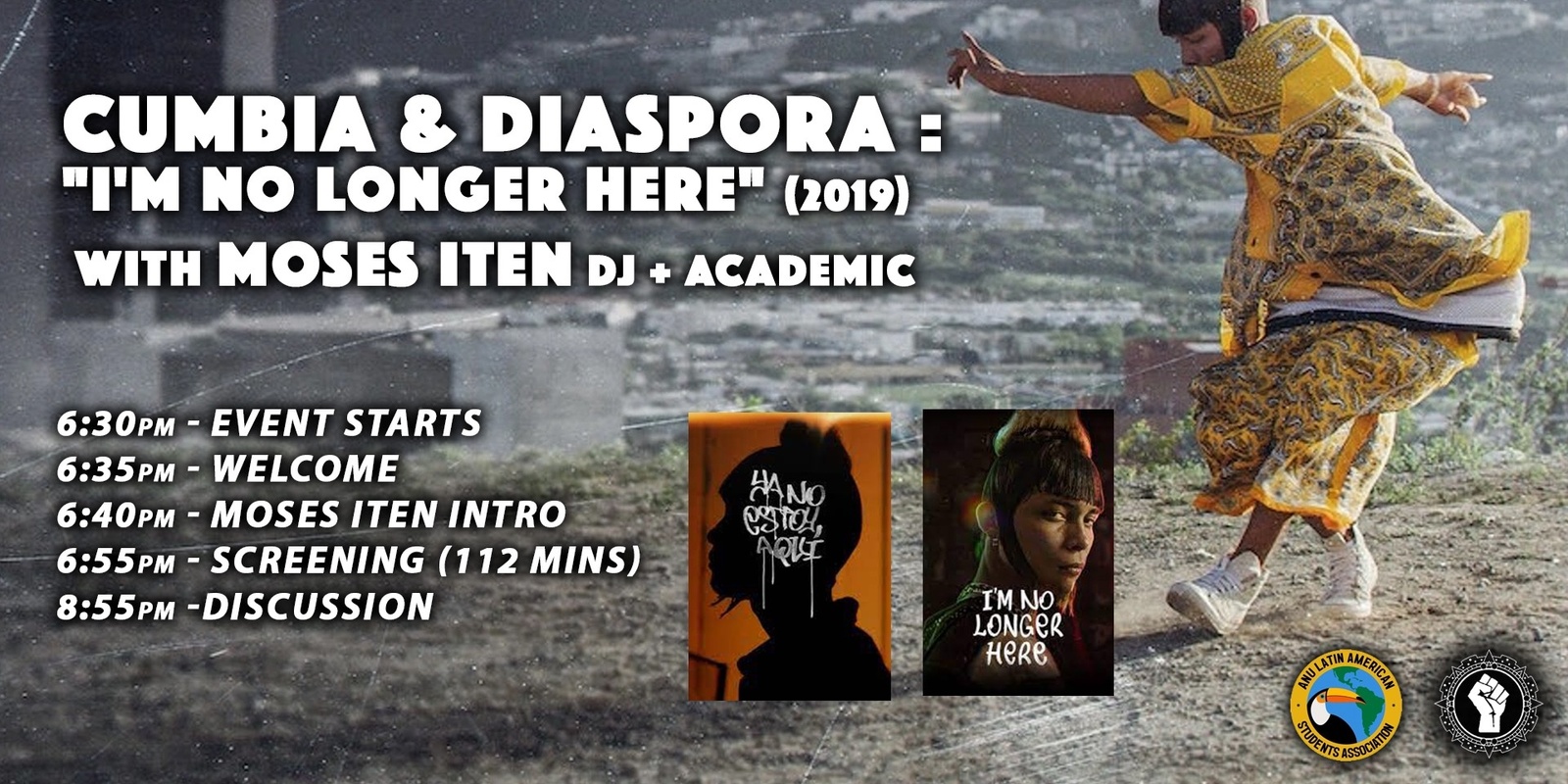 Banner image for Cumbia & Diaspora : Film + Talk - "I'm No Longer Here" (2019) + Moses Iten (DJ + Academic)