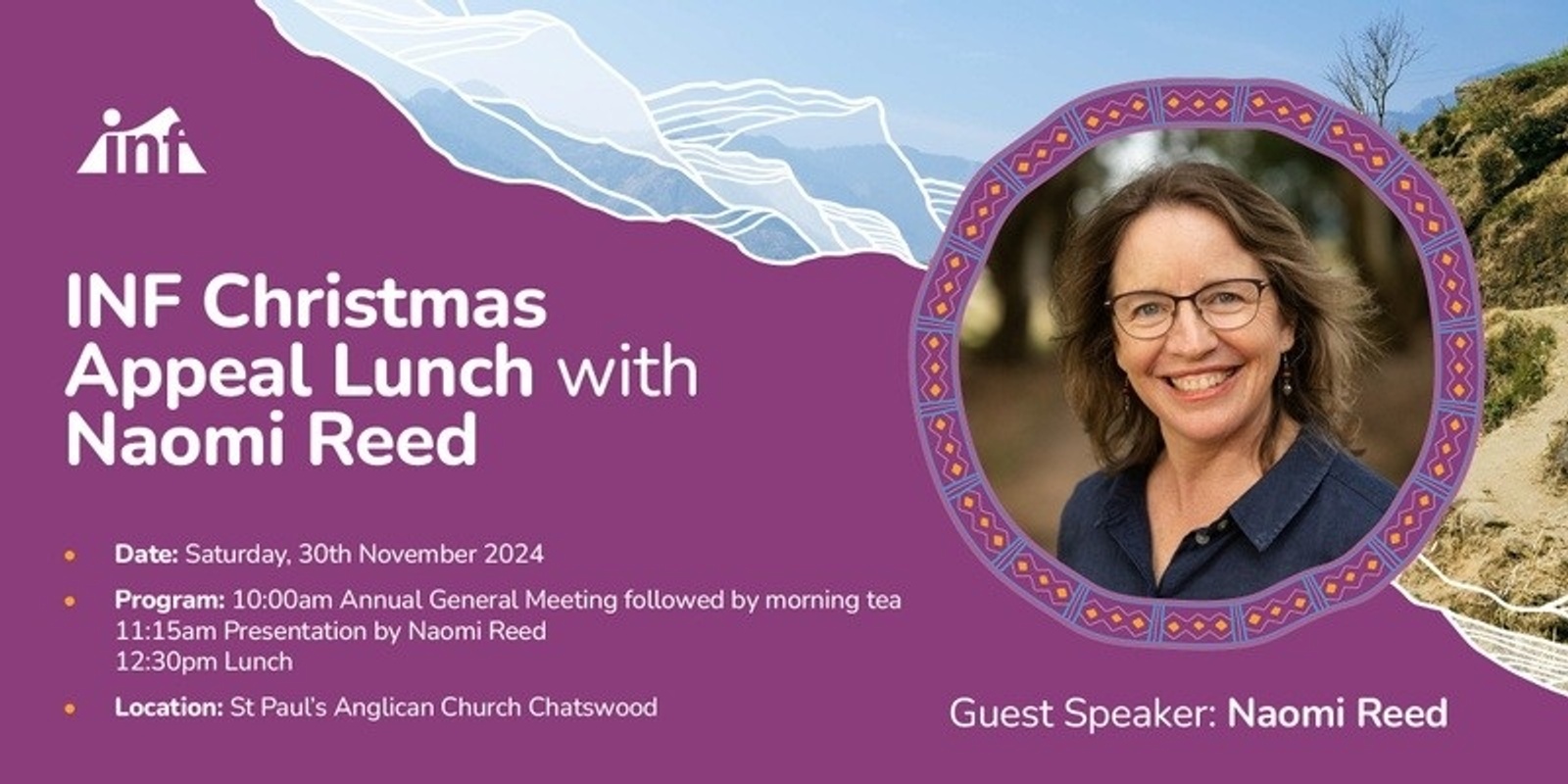 Banner image for INF Christmas Lunch with Naomi Reed