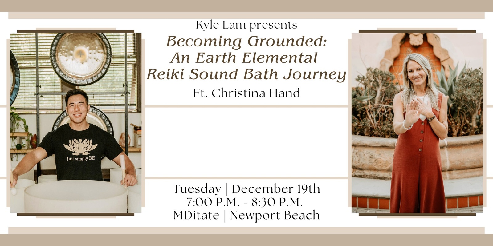 Banner image for Becoming Grounded: An Earth Elemental Reiki Sound Bath with Christina Hand + CBD (Newport Beach)