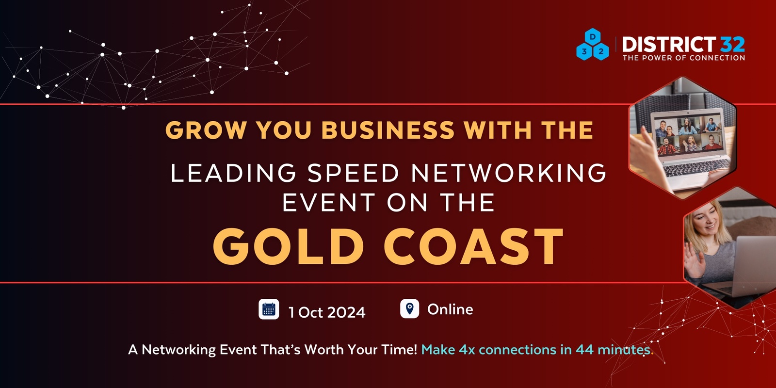 Banner image for Gold Coast's Leading Speed Networking Event – Online – Tue 01 Oct