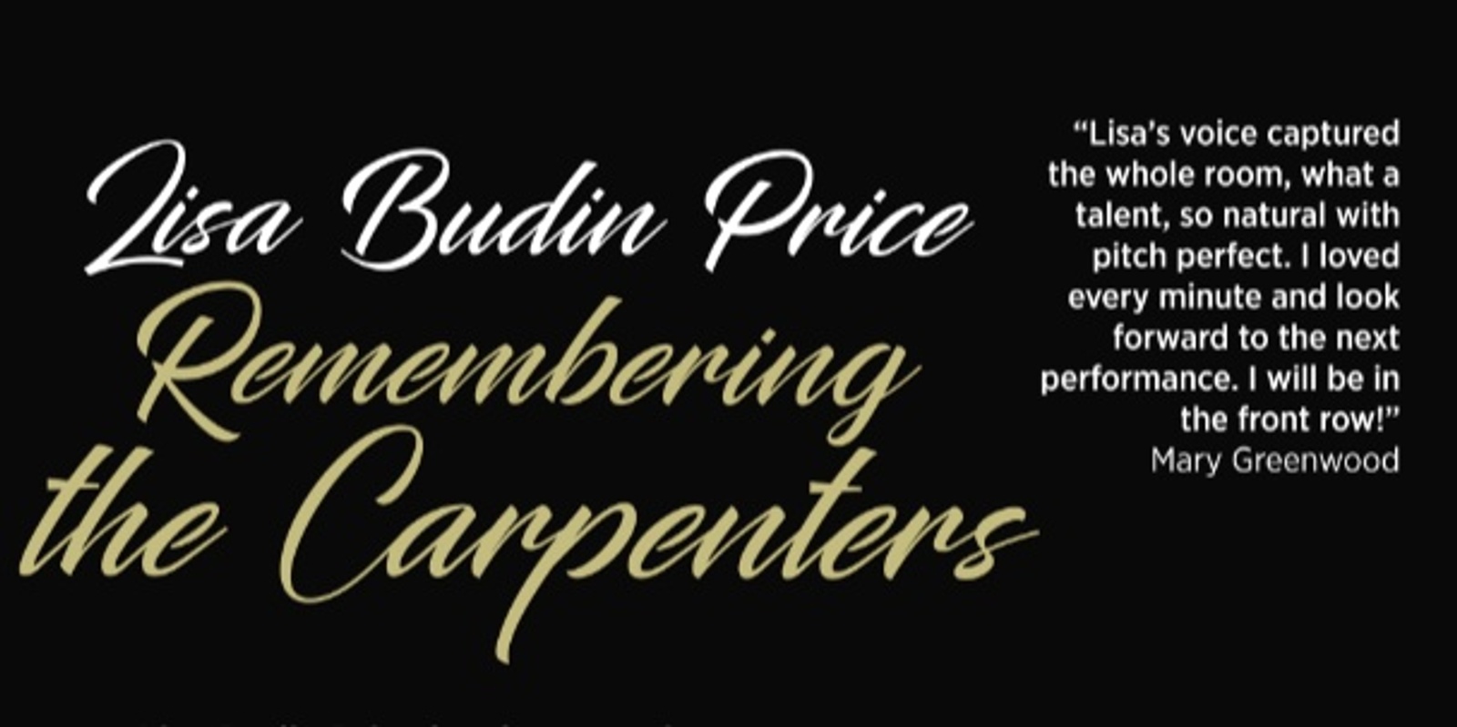 Banner image for Lisa Budin Price presents an intimate tribute to The Carpenters - Remembering The Carpenters
