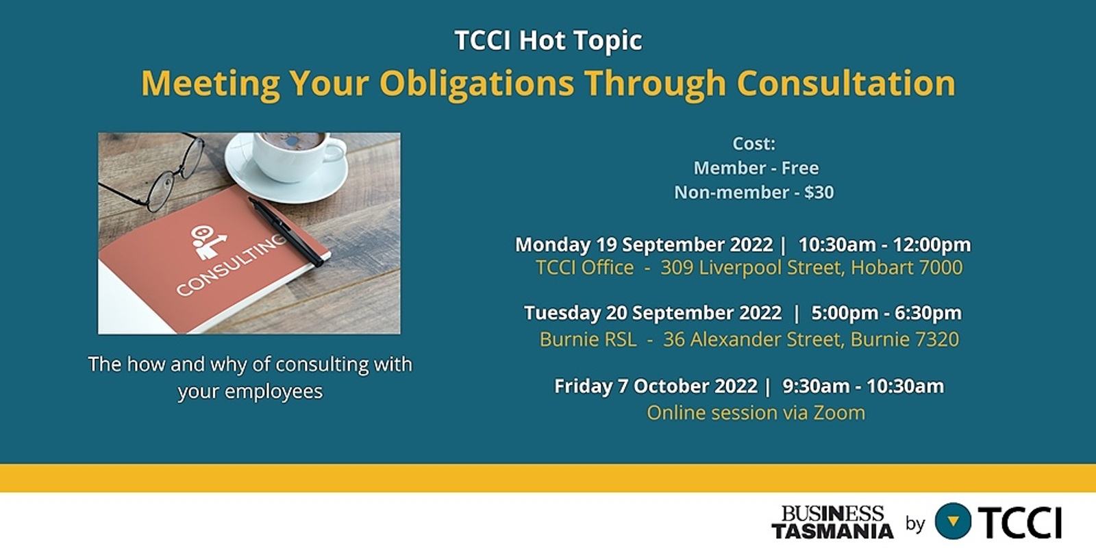 Banner image for TCCI Hot Topic - Meeting Your Obligations Through Consultation (Online)