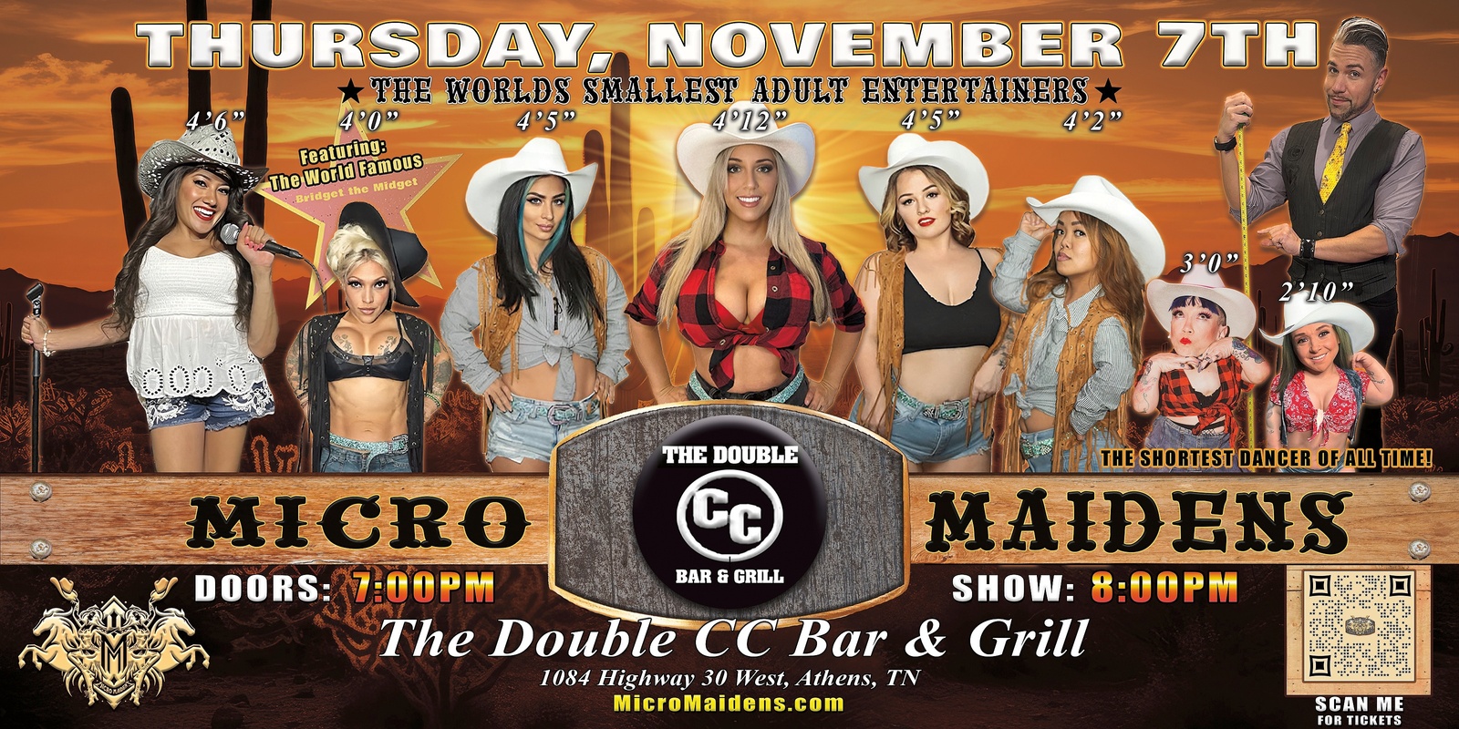 Banner image for Athens, TN - Micro Maidens: Dwarf Dancers @ Double CC Bar! "Must Be This Tall to Ride!"