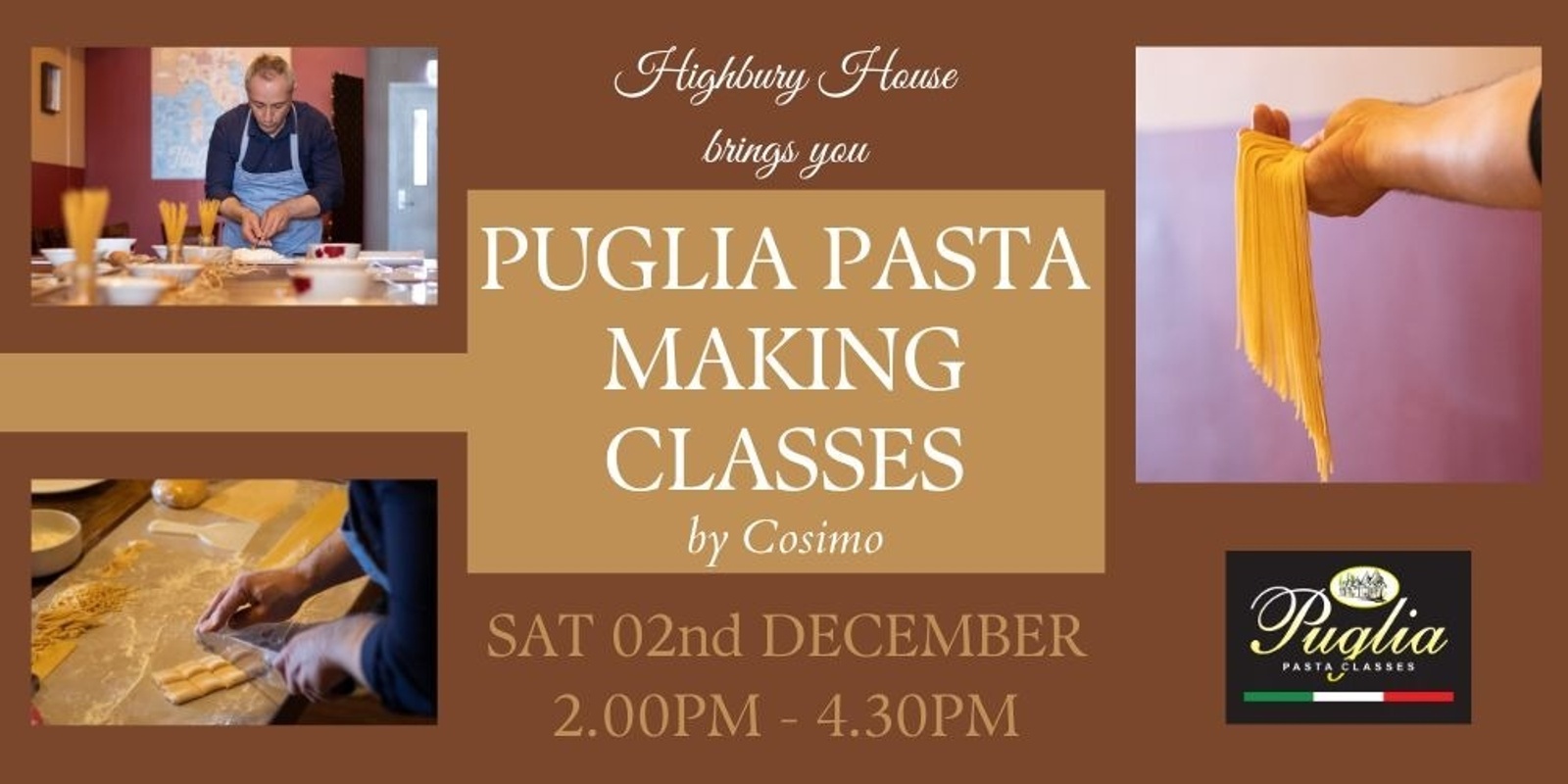 Banner image for Puglia Pasta Making Classes 02/12/23 & 09/12/23 - Birkenhead