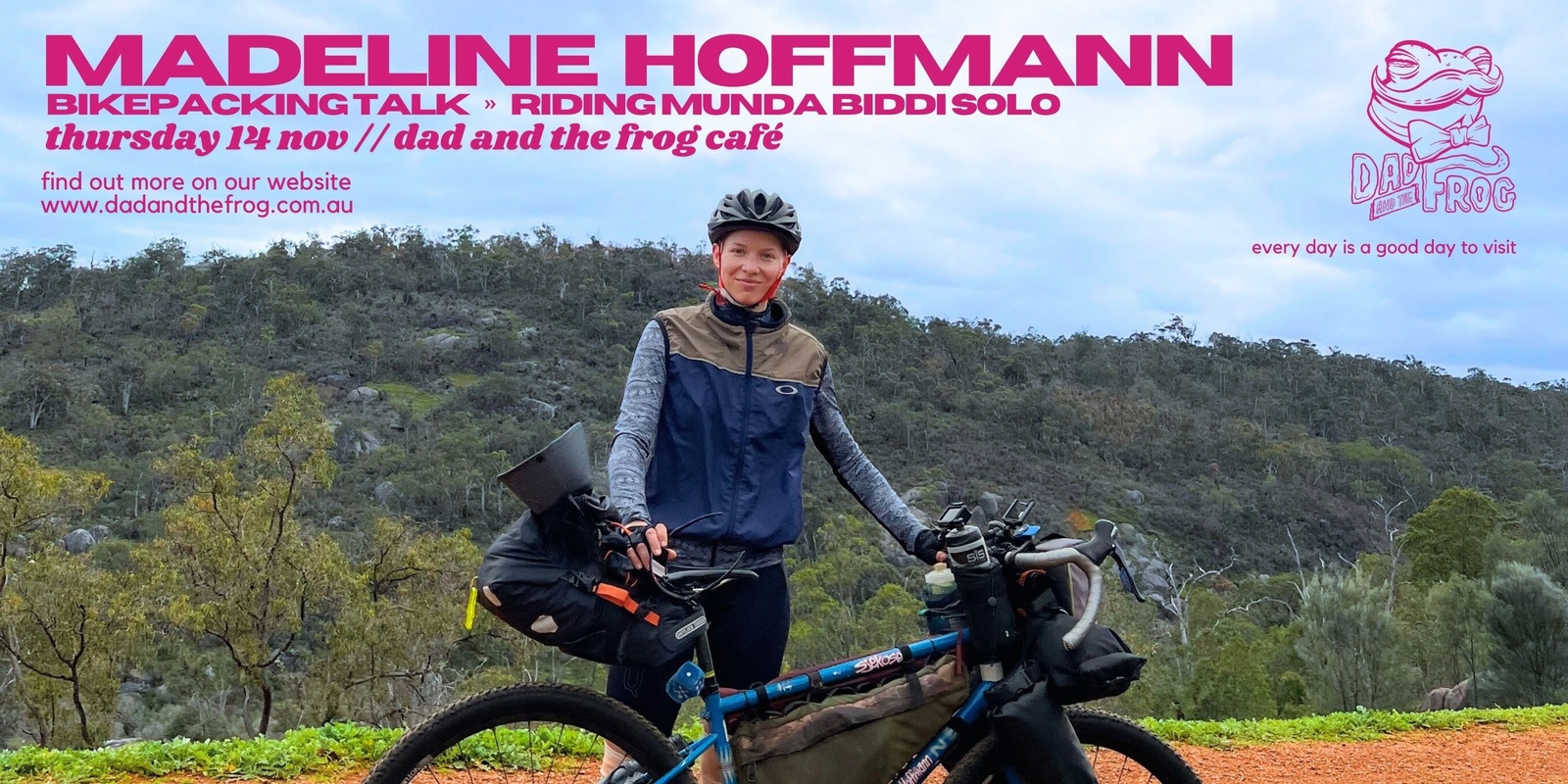 Banner image for Madeline Hoffmann: Munda Biddi Trail Bikepacking Talk at Dad & The Frog Café