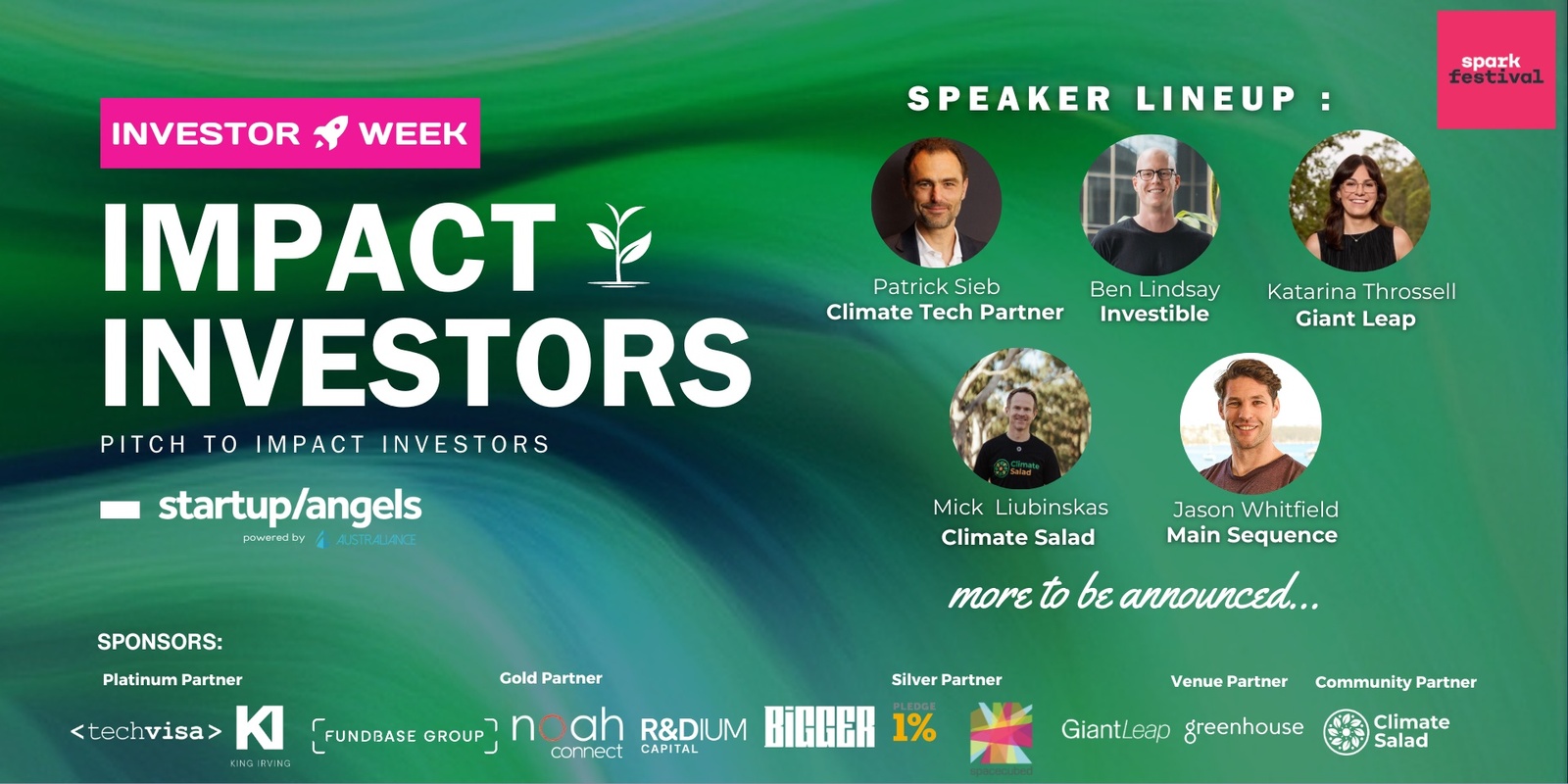 Banner image for Day 3 - Impact Investors Pitch Night - Investor Week