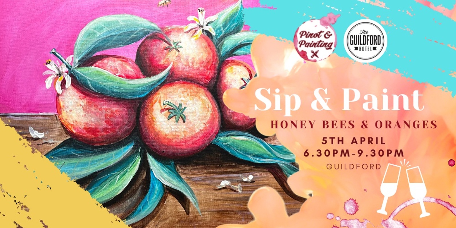 Banner image for Honey Bees & Oranges - Social Art Class at the Guildford Hotel 