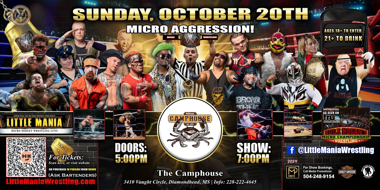 Banner image for Diamondhead, MS - Micro Wrestling All * Stars @ The Camphouse: Little Mania Wrestling Rips through the Ring