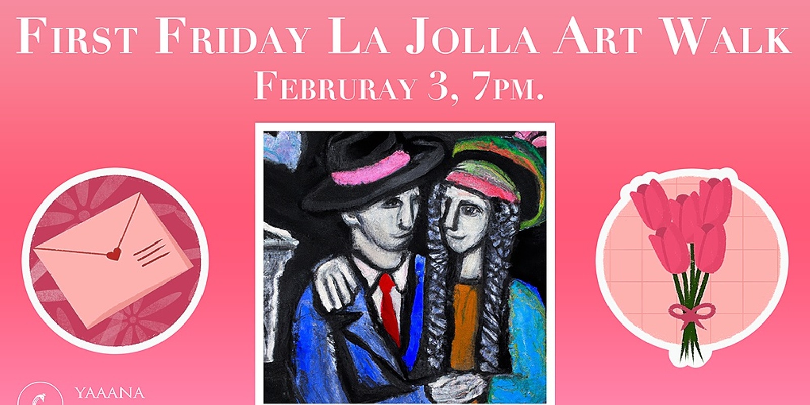 Banner image for February First Friday Art Walk in La Jolla with Live Music by Big Boss Bubeleh