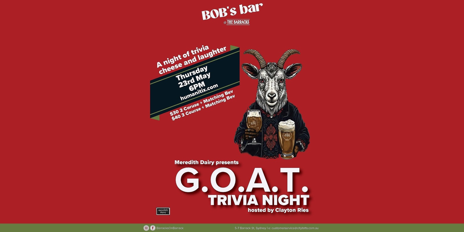 Banner image for G.O.A.T. Trivia presented by Meredith Dairy