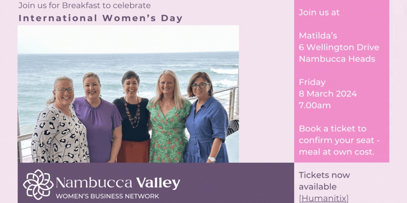 Banner image for MARCH 2024 NAMBUCCA VALLEY WOMEN'S BUSINESS NETWORK  - INTERNATIONAL WOMEN'S DAY BREAKFAST