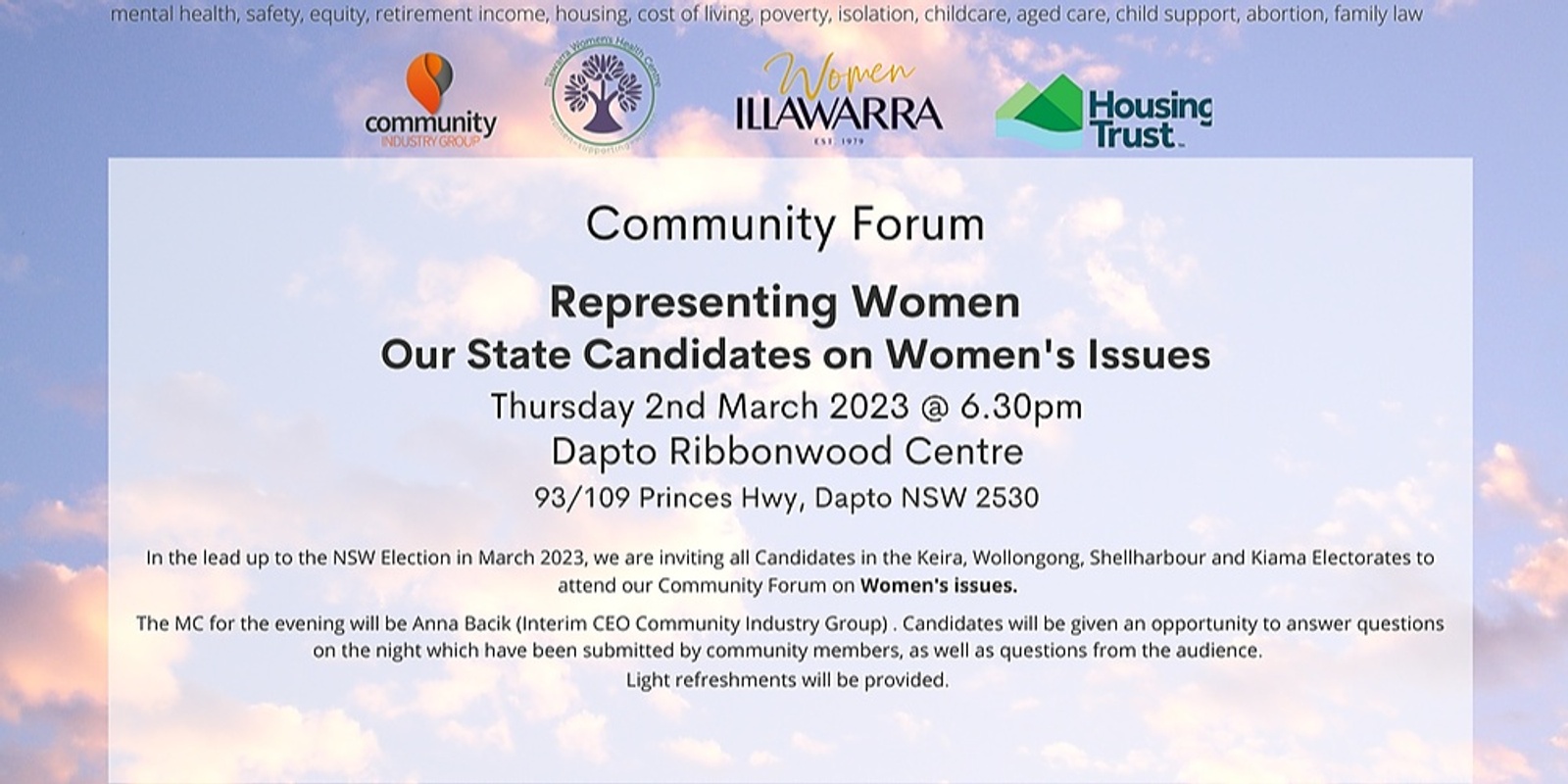 Banner image for Representing Women - Our State Candidates on Women's Issues