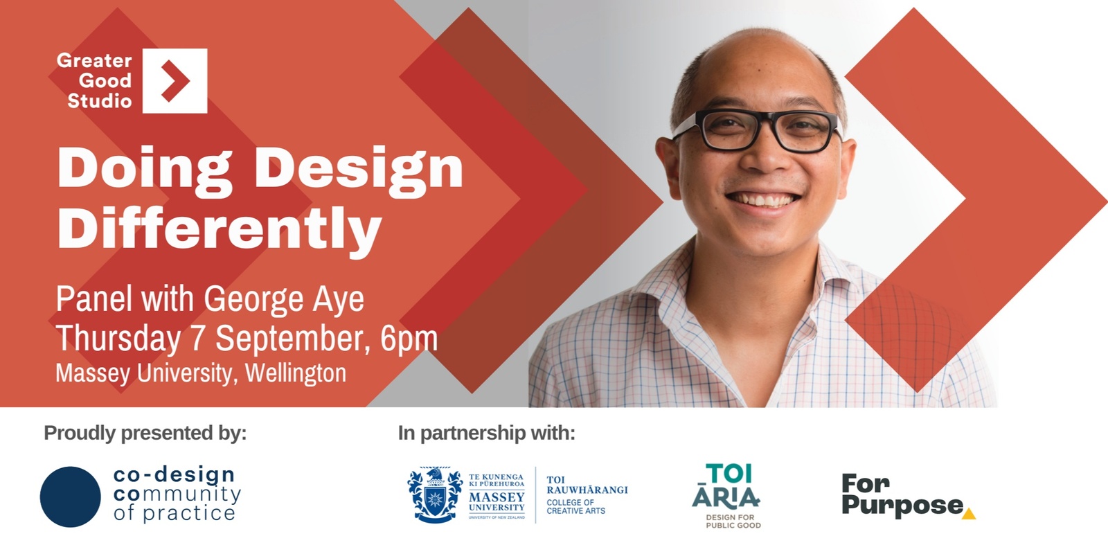 Banner image for Doing Design Differently Wellington: Panel with George Aye