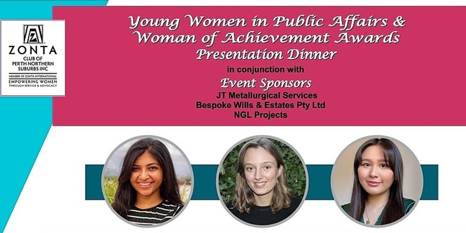 Banner image for Young Women in Public Affairs & Woman of Achievement Awards 2022 Presentation Dinner