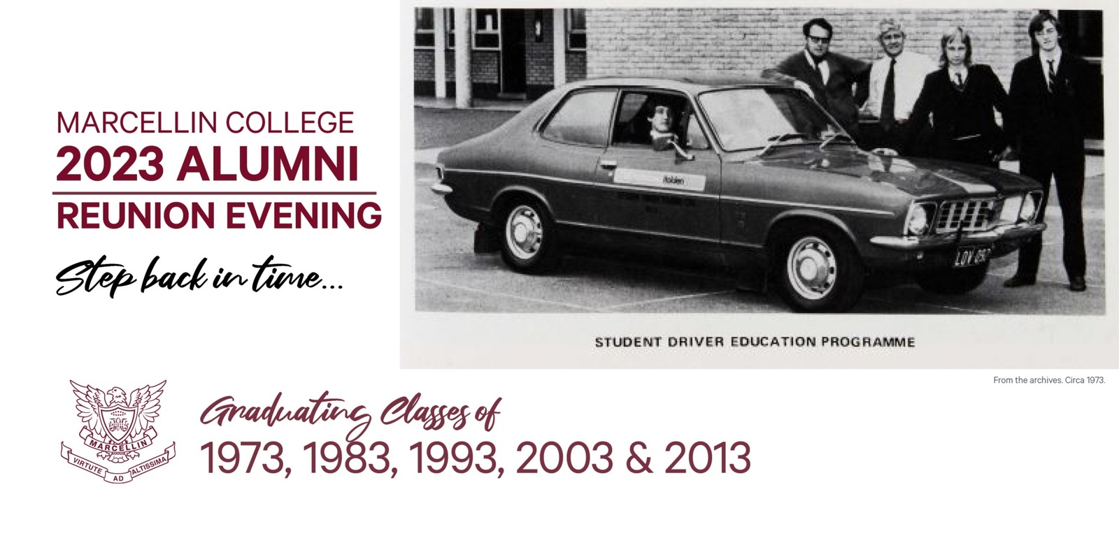 Banner image for 2023 Alumni Reunion Evening - Class of 1973, 1983, 1993, 2003, 2013