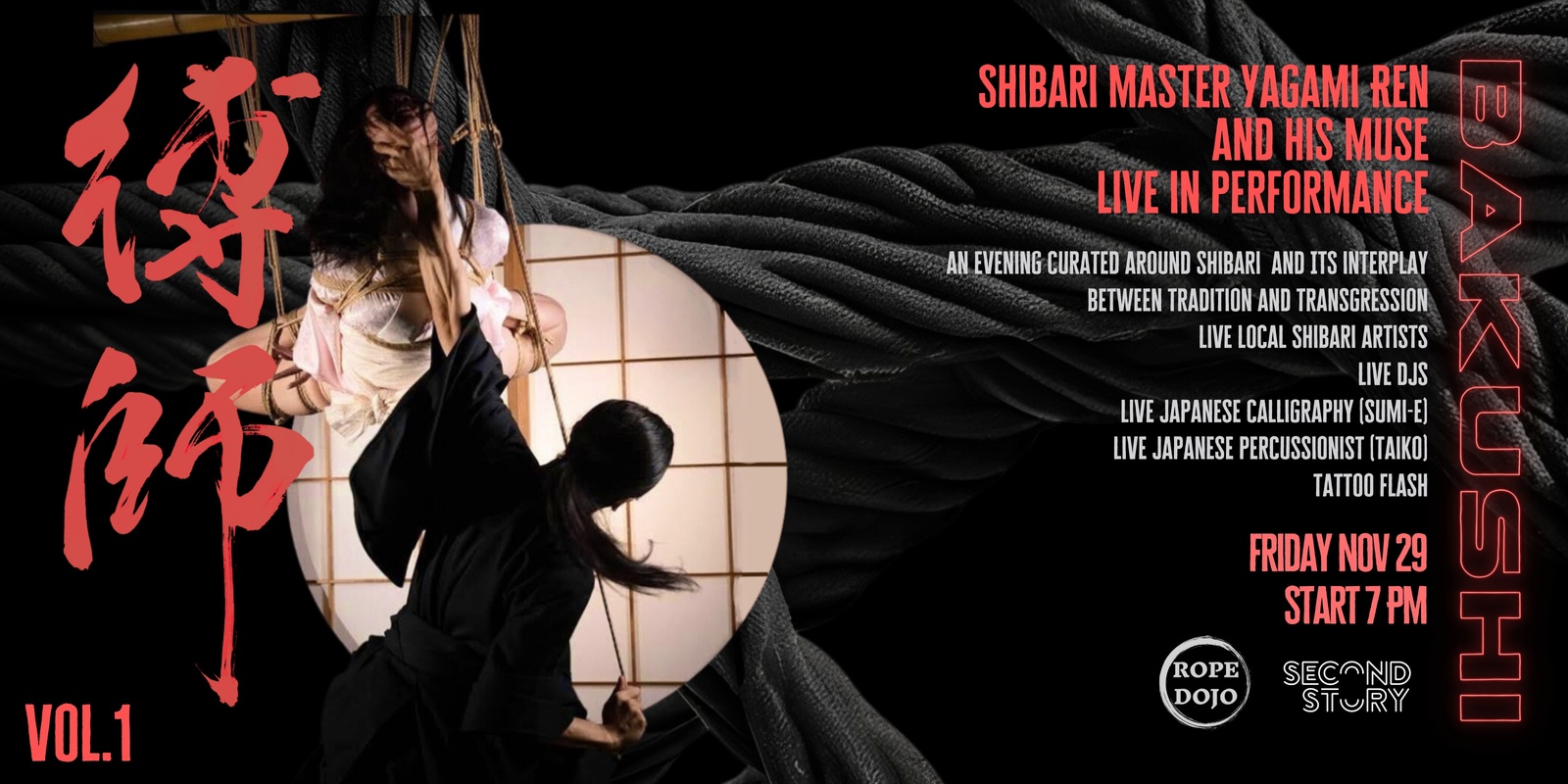 Banner image for Bakushi: Shibari evening with Yagami Ren