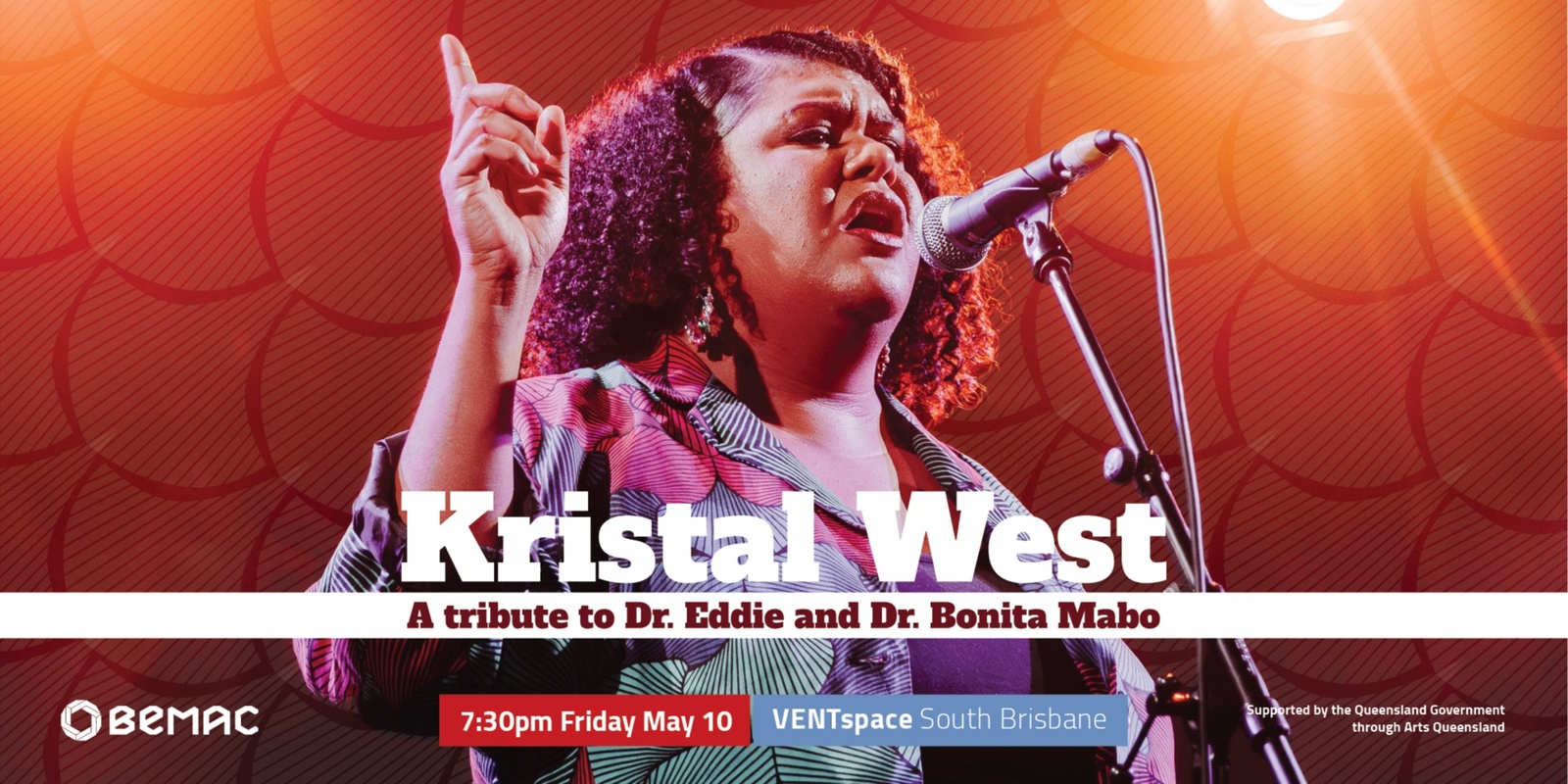 Banner image for BEMAC Unplugged: Kristal West - Tribute to Dr. Eddie and Dr. Bonita Mabo