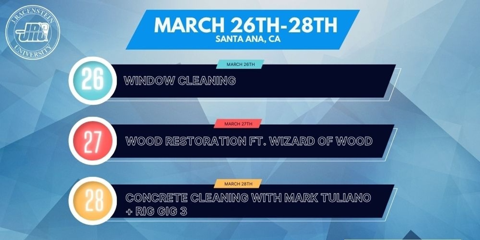 Banner image for March 26-28th: Window Cleaning, Soft Wash Cleaning, Concrete Cleaning