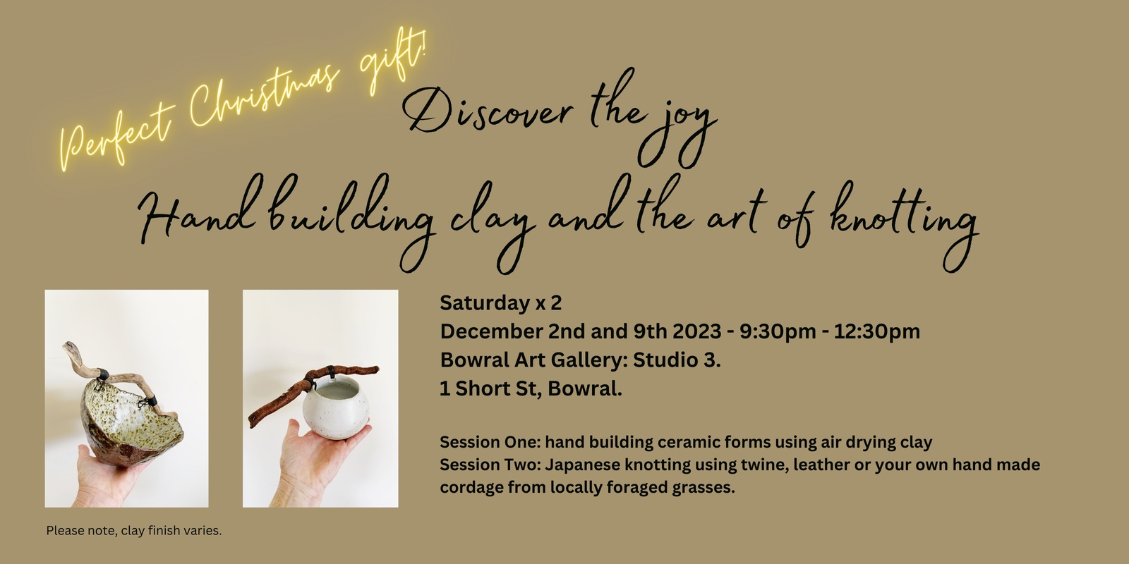 Banner image for Clay Hand Building & Japanese Knotting over two Saturday mornings
