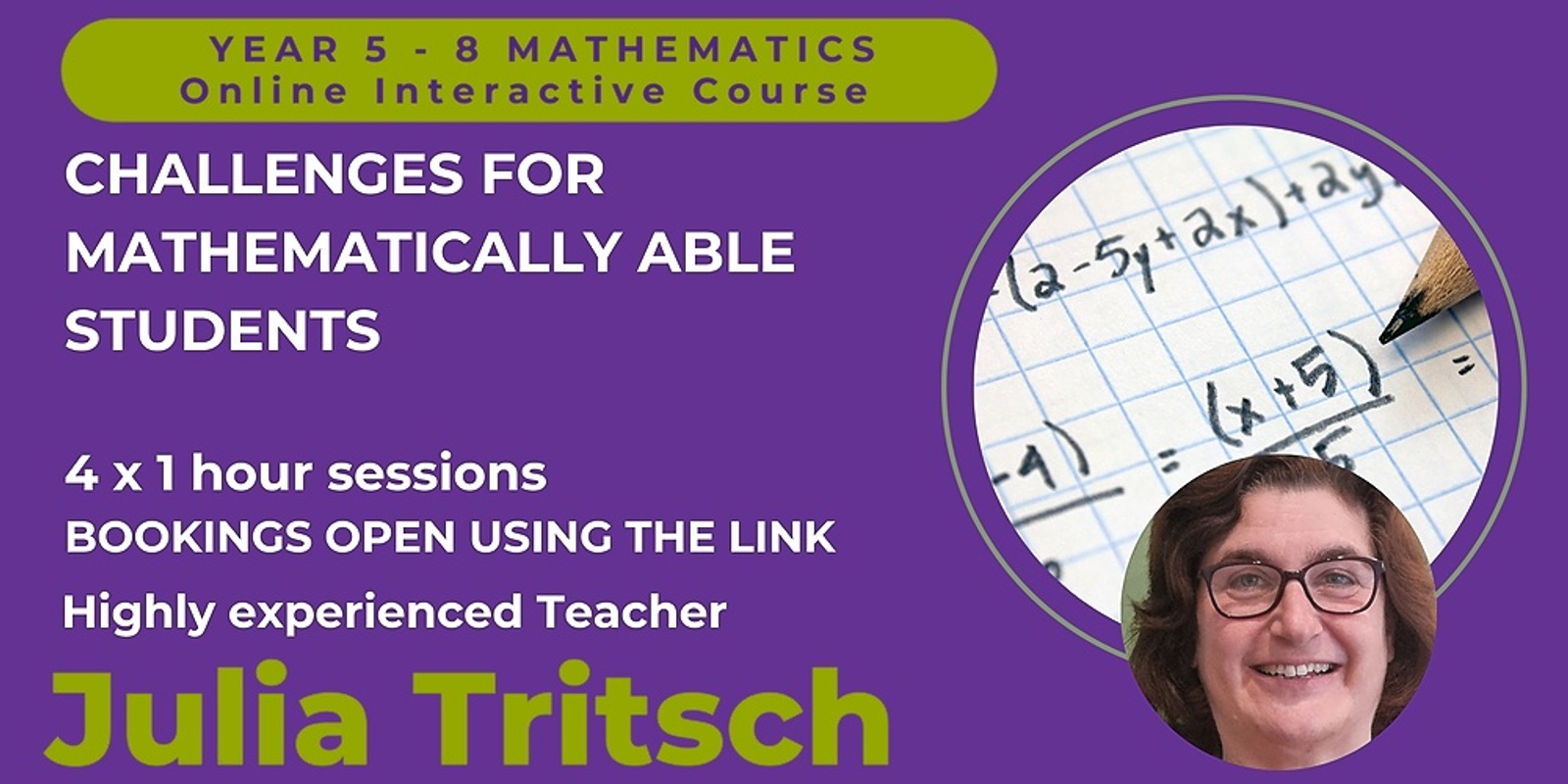 Banner image for Years 5 - 8 Challenges for Mathematically Able Students