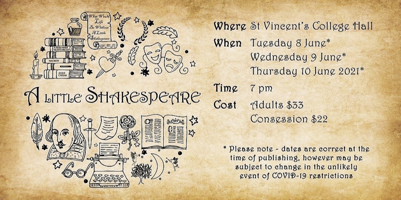 Banner image for St Vincent's College Production of 'A Little Shakespeare'