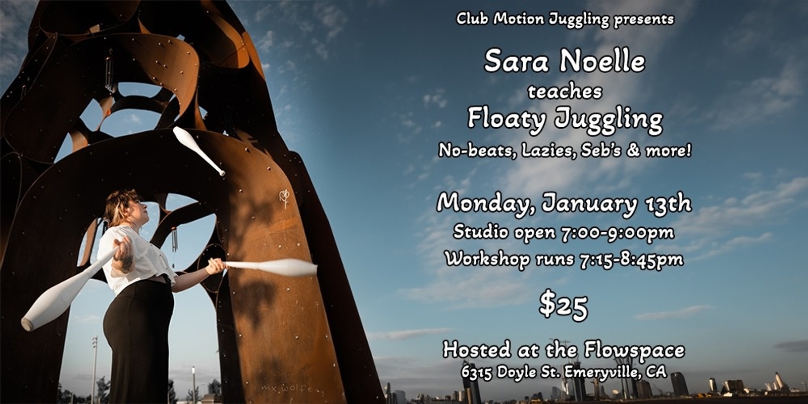 Banner image for "Floaty Juggling" with Sara Noelle