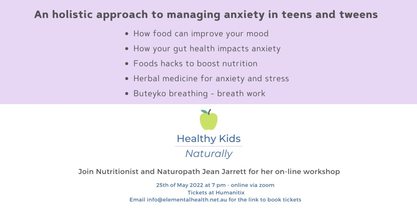 Banner image for An holistic approach to managing anxiety in teens and tweens 