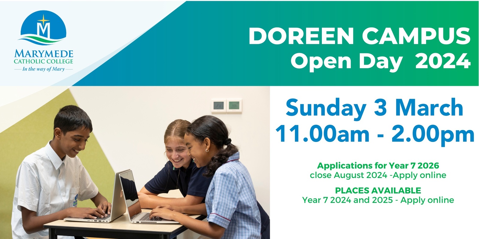 Banner image for Marymede Catholic College - Doreen Campus ELC and  7-12: Open Day 2024