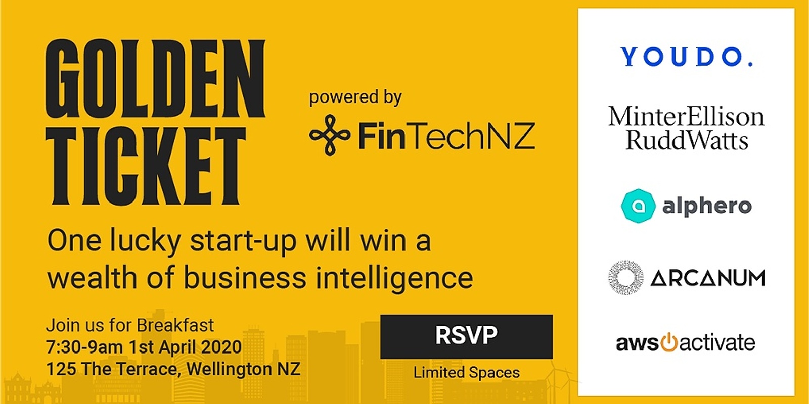 Banner image for POSTPONED: Golden Ticket (Program Launch) – One lucky start-up will win a wealth of business intelligence