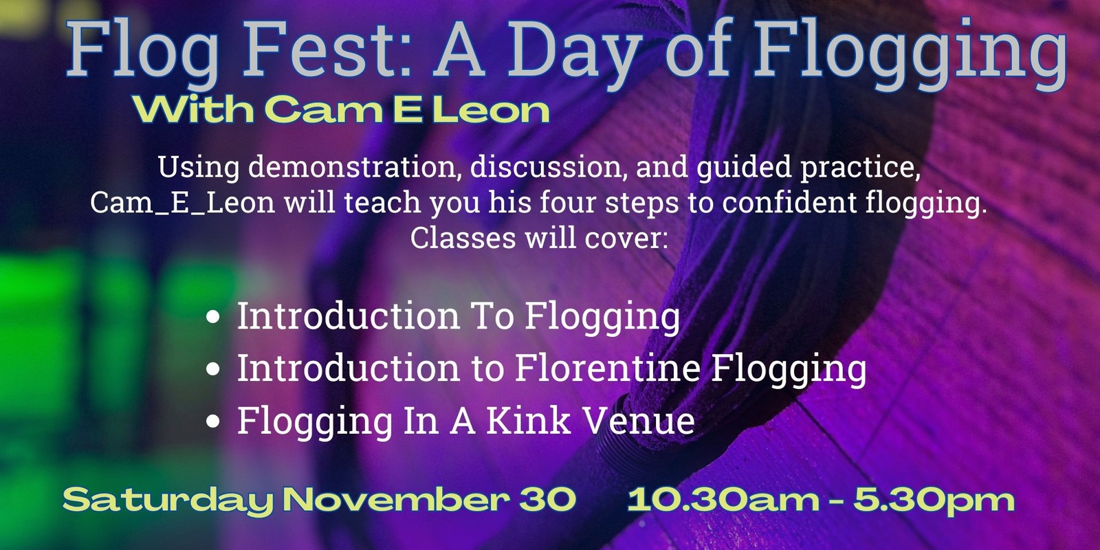 Banner image for Flog Fest: Full Day Flogging Intensive