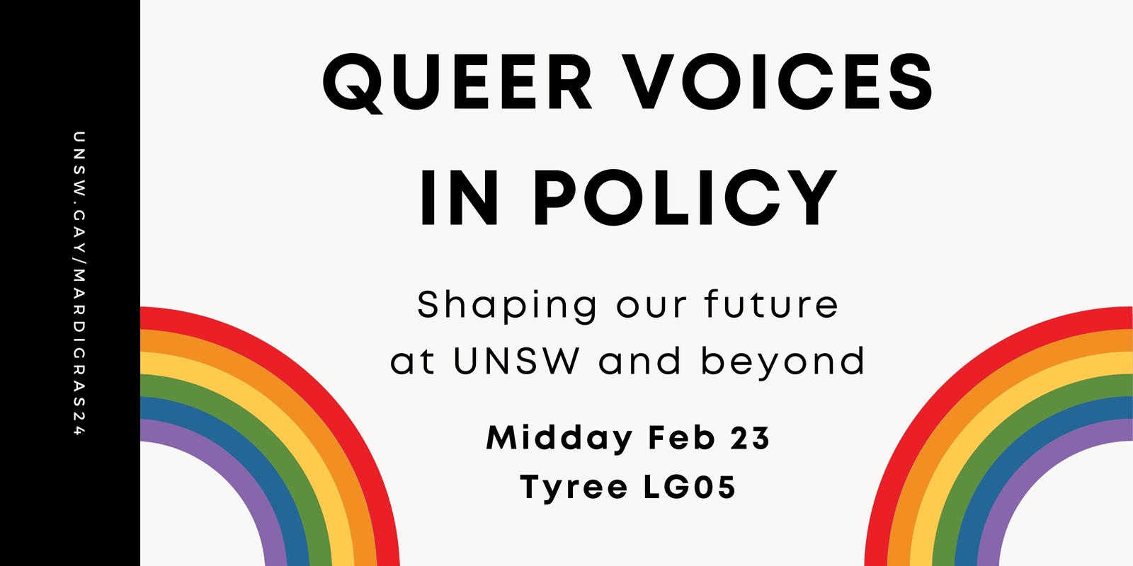 Banner image for Queer Voices in Policy: Shaping Our Futures at UNSW and Beyond - Sydney Mardi Gras 2024